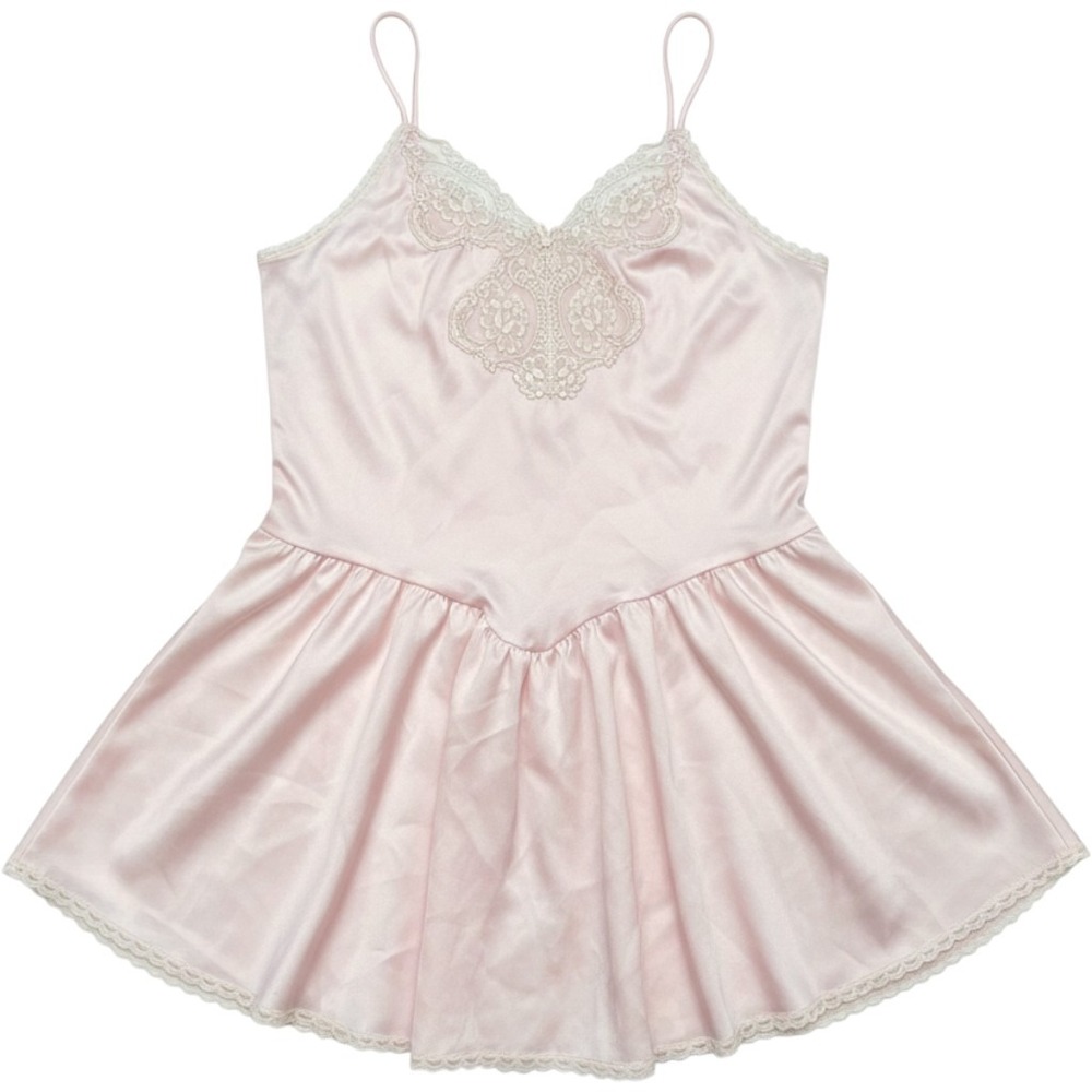 Victoria's Secret Babydoll Nightgown Womens Small Pink Lace Gold Label Vintage